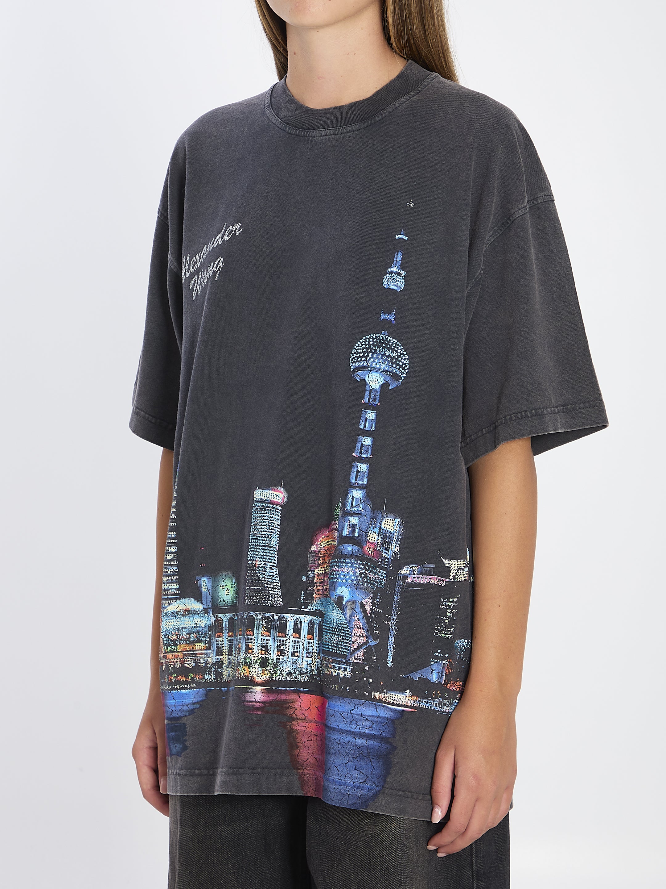 T-SHIRT WITH RHINESTONES Alexander wang