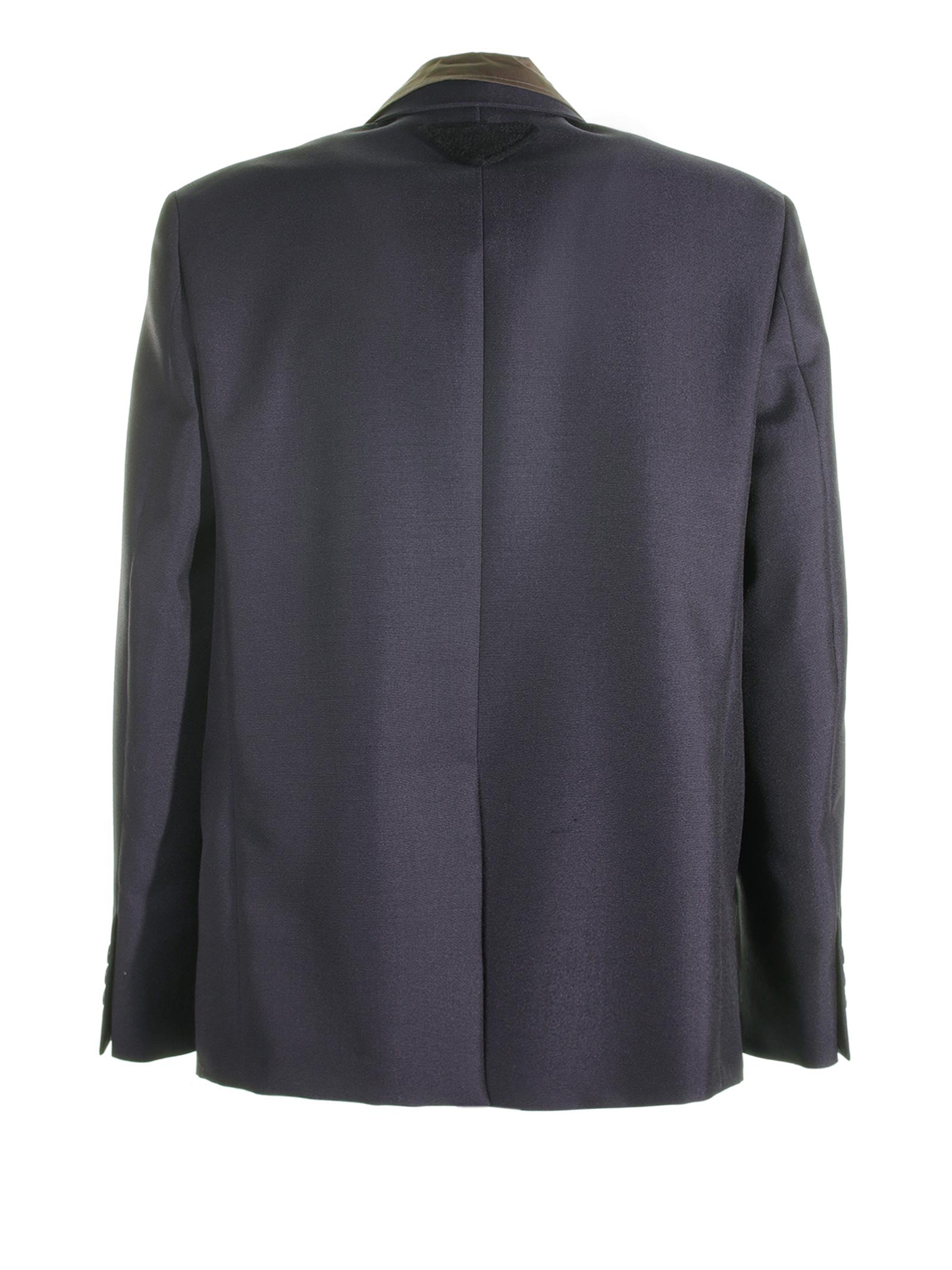 SINGLE-BREASTED JACKET IN BLUE MOHAIR WOOL Prada