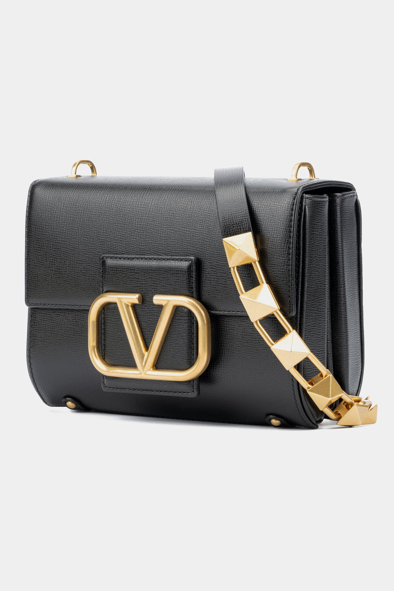 Valentino Garavani V-Logo Chain Shoulder Bag in Nero | Lord & Taylor