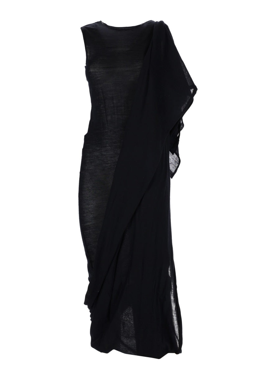 Black sleeveless midi dress by PALOMA WOOL, side angle view