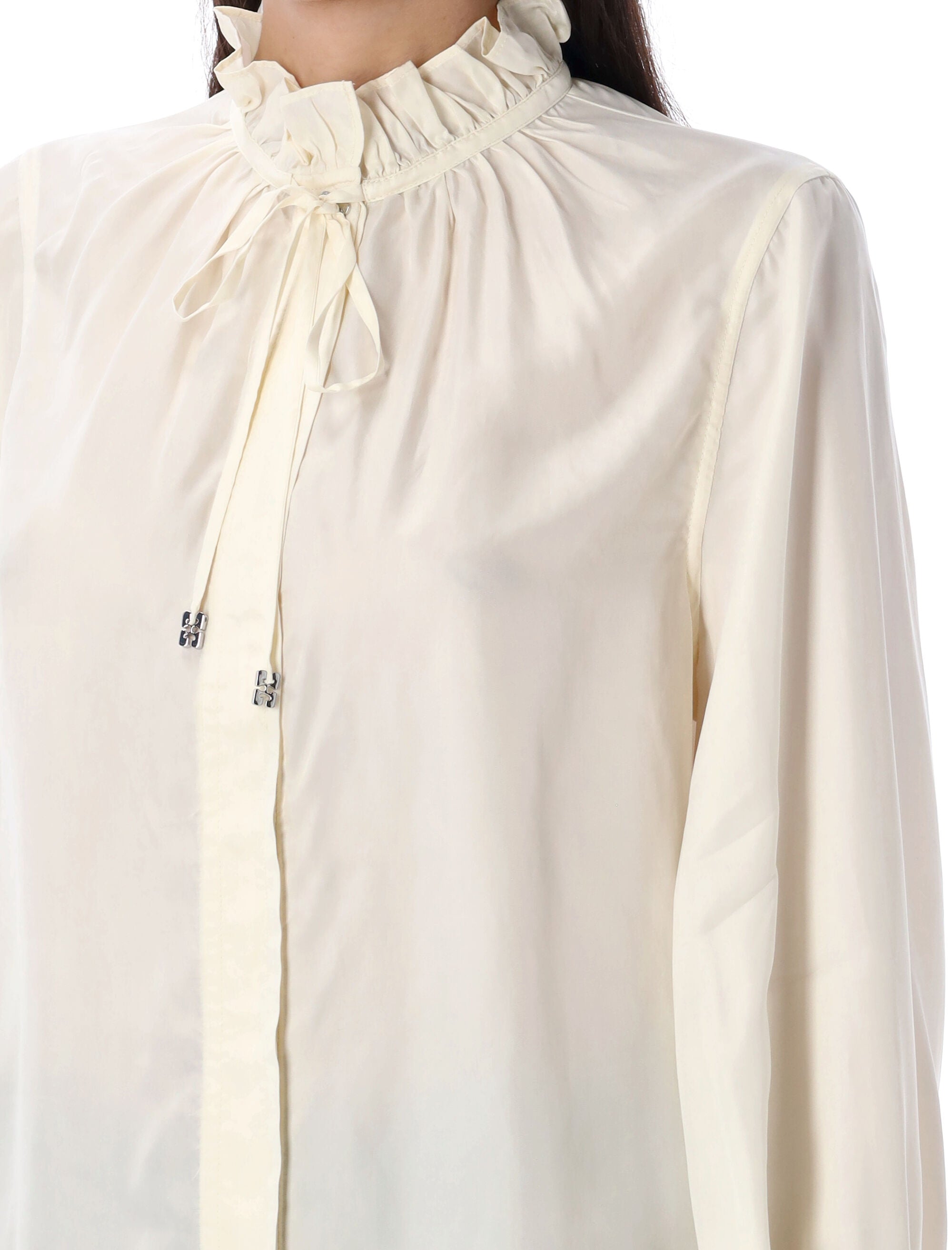 FLUID CUPRO TIE SHIRT Ganni