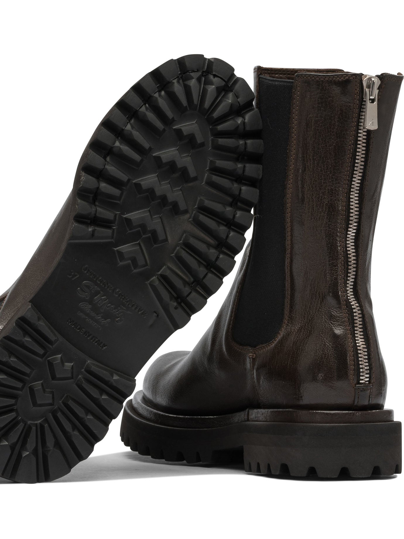 BROWN RUBBER ANKLE BOOTS Officine Creative