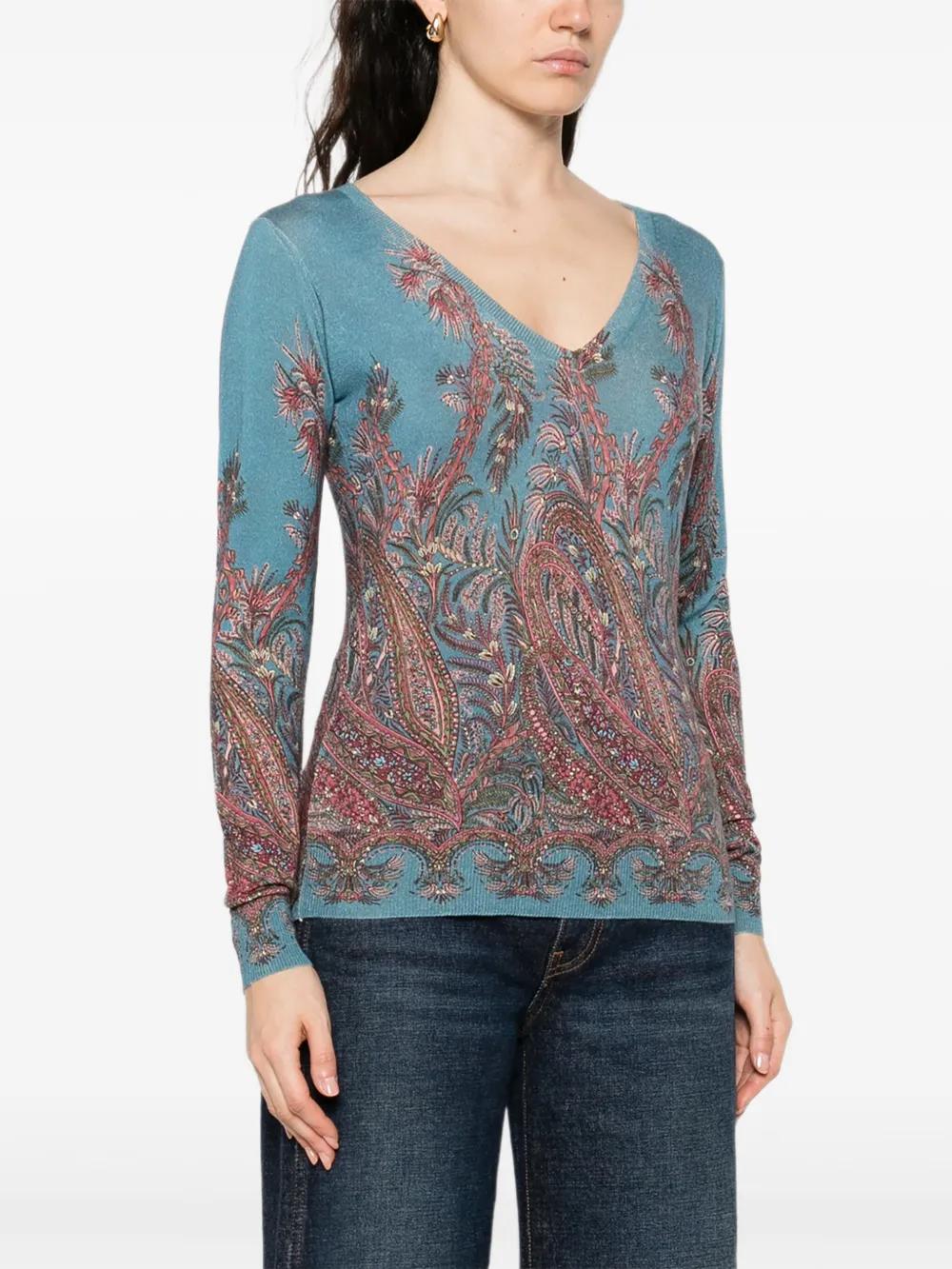 PAISLEY PATTERNED V-NECK BLOUSE Etro