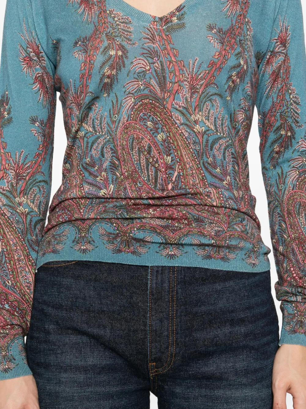 PAISLEY PATTERNED V-NECK BLOUSE Etro