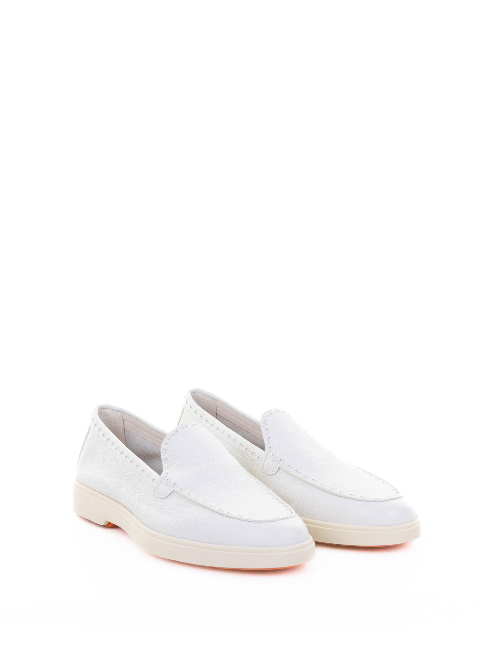 WHITE LEATHER MOCCASIN Santoni