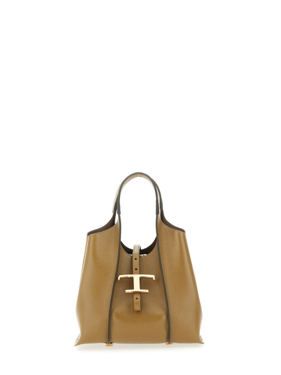 TIMELESS LEATHER MINI T SHOPPING BAG Tod's