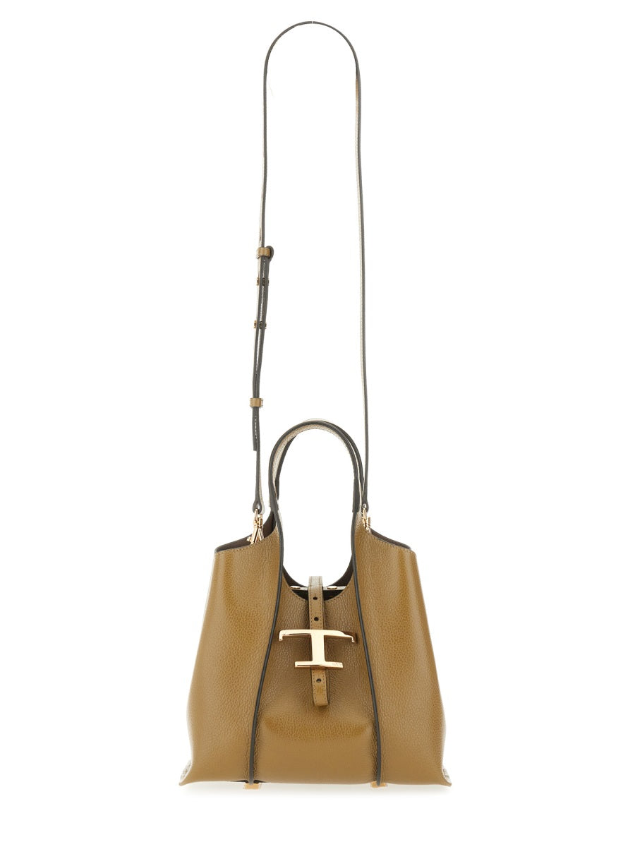 TIMELESS LEATHER MINI T SHOPPING BAG Tod's