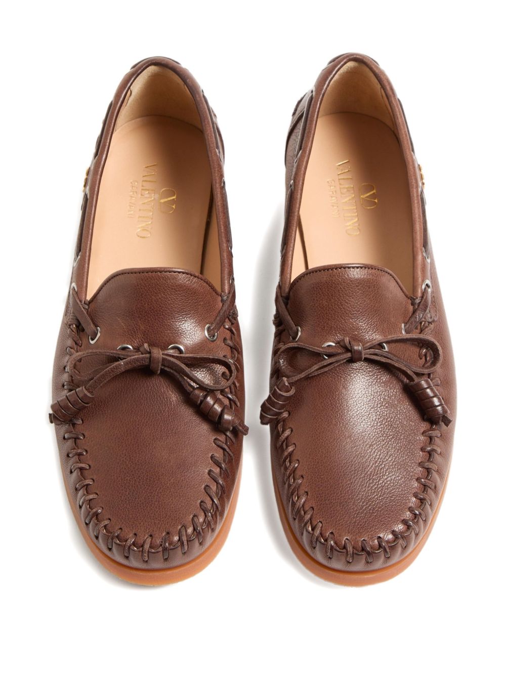 BROWN LEATHER FLAT SHOES Valentino Garavani