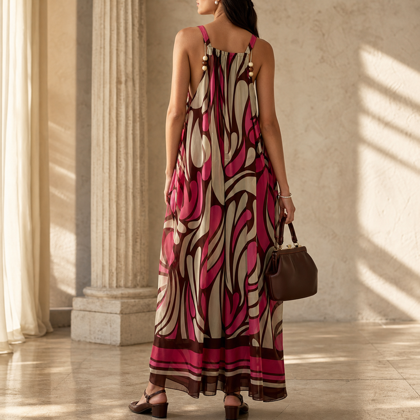Fuchsia sleeveless dress back view by Lord & Taylor Heritage
