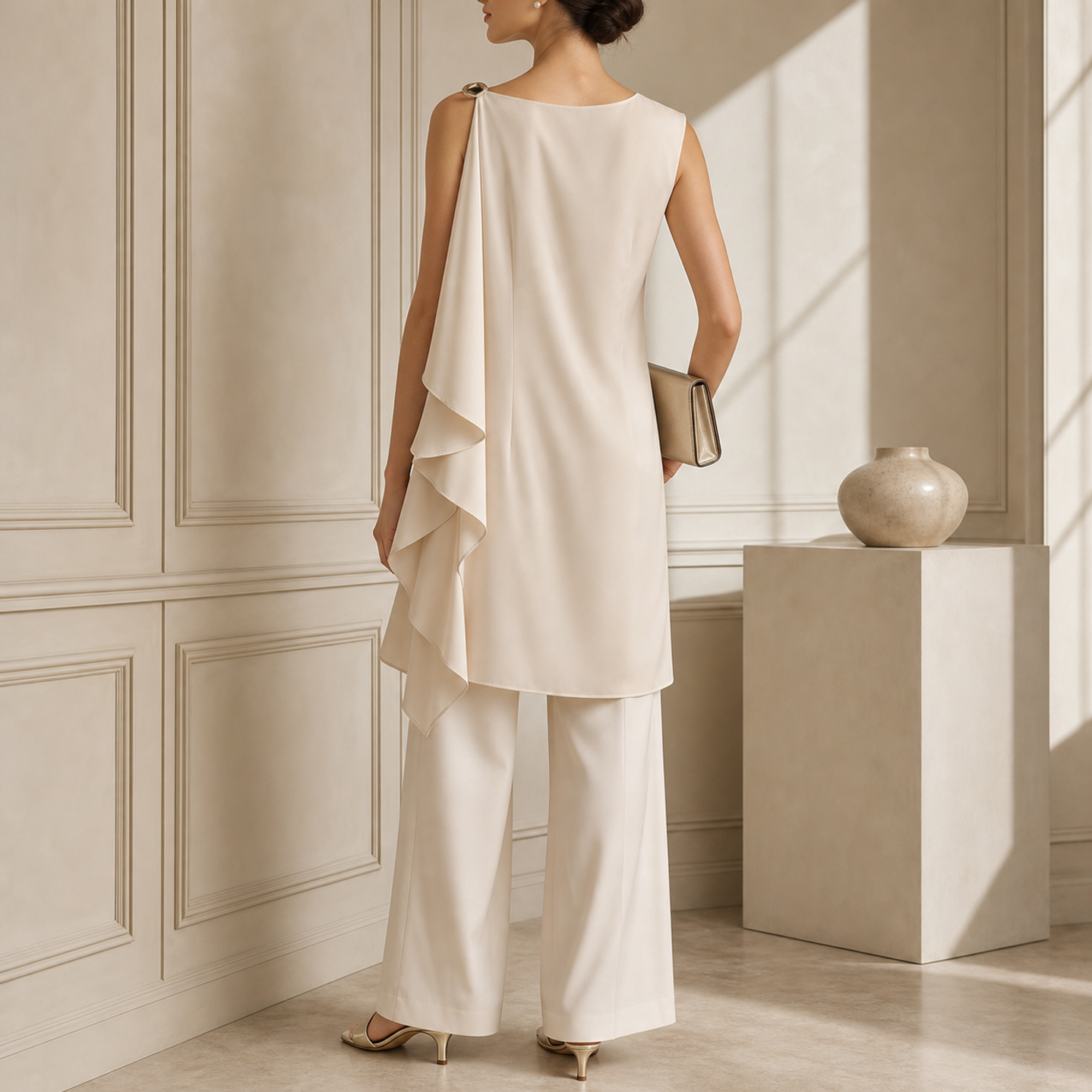 Beige dress back construction detail by Lord & Taylor Heritage