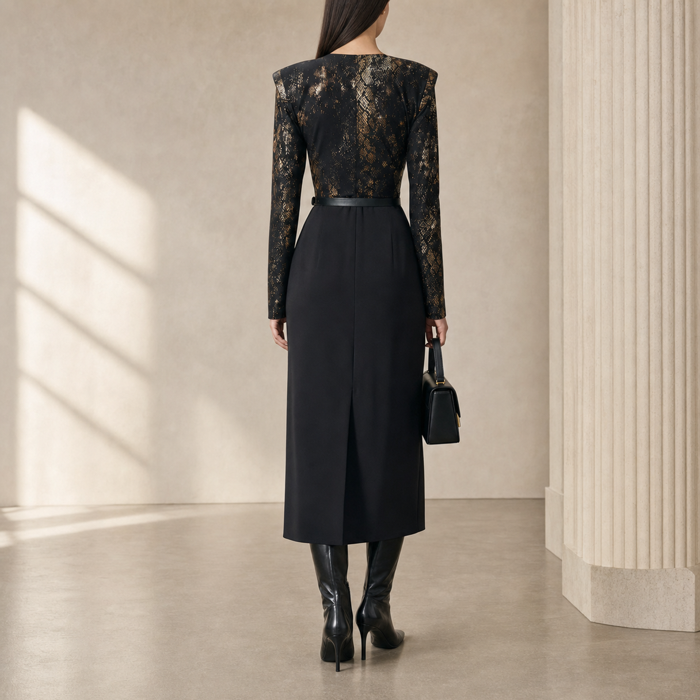 Lord & Taylor Heritage Wrap Top, Metallic Snake Print — back view