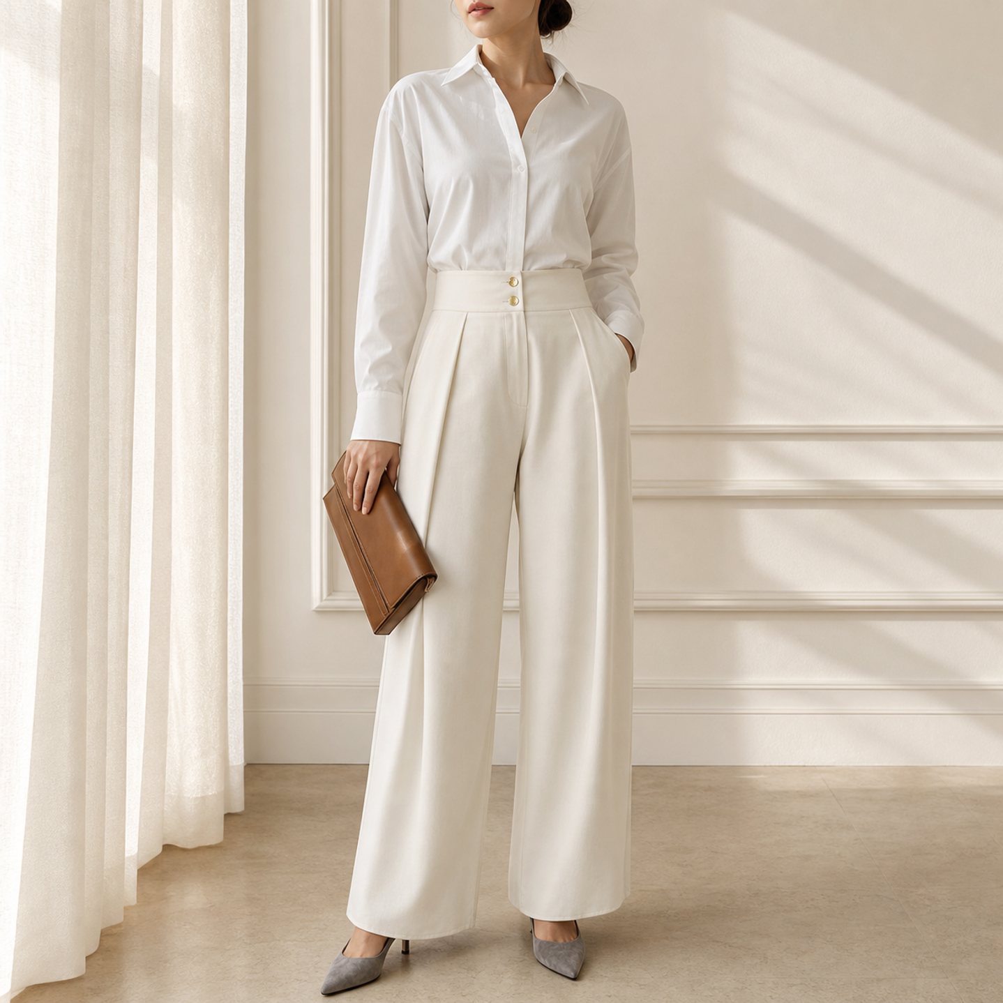 42894-Beige-Trousers — on model, full length