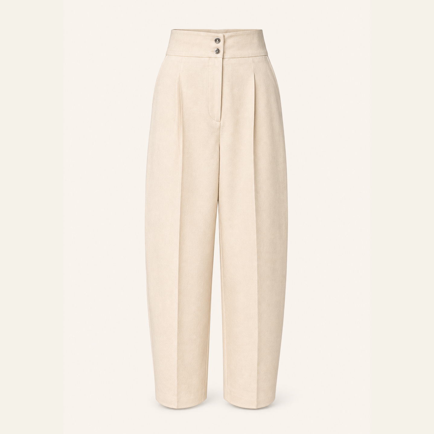 No belt loop line in front Lord & Taylor Heritage Barrel-Leg Trousers, Cream — product shot