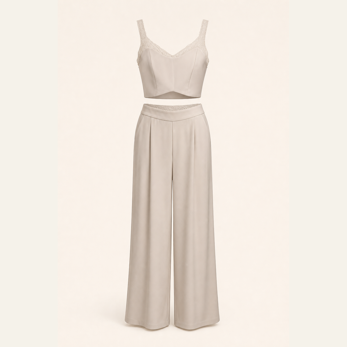 Stone beige matching separates set flat lay by Lord & Taylor Heritage