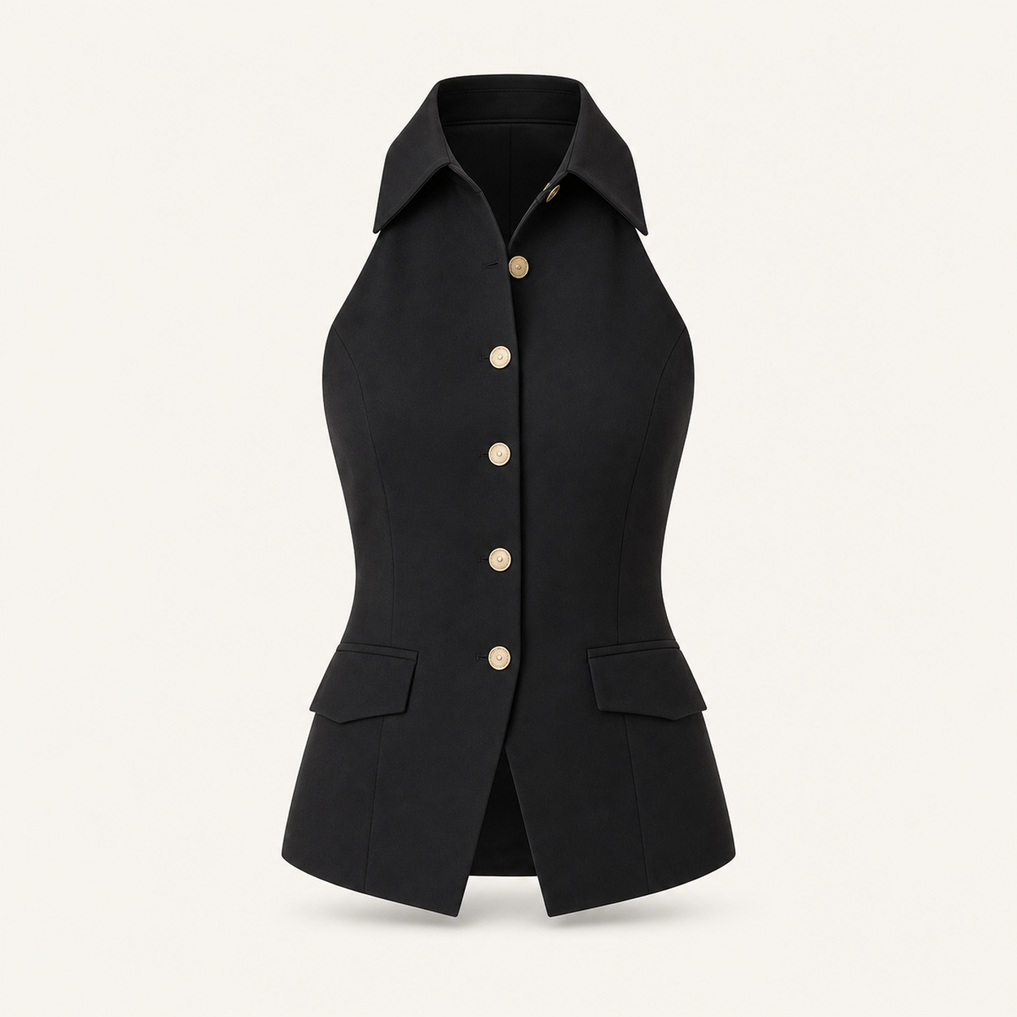 Lord & Taylor Heritage Halter Vest Top, Black Crepe — product shot