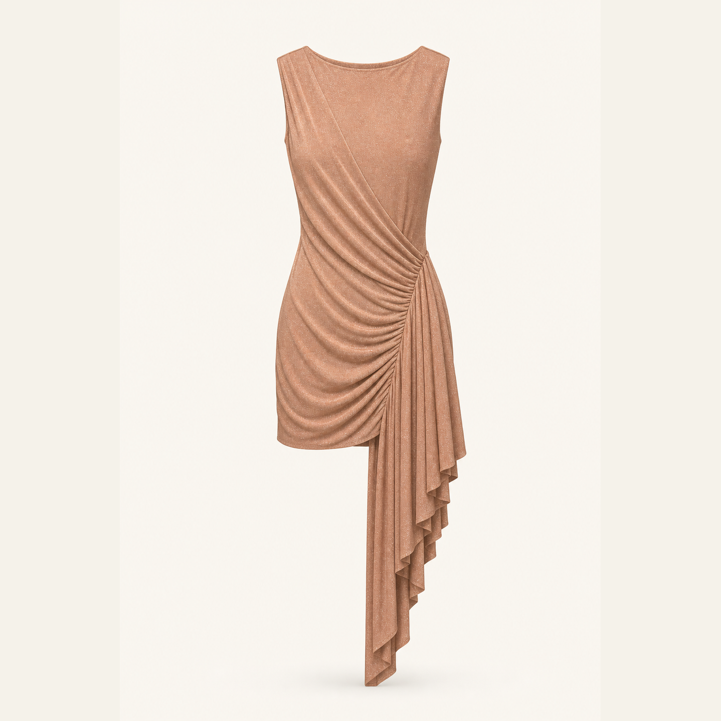 Metallic gold asymmetric mini dress flat lay product shot by Lord & Taylor Heritage