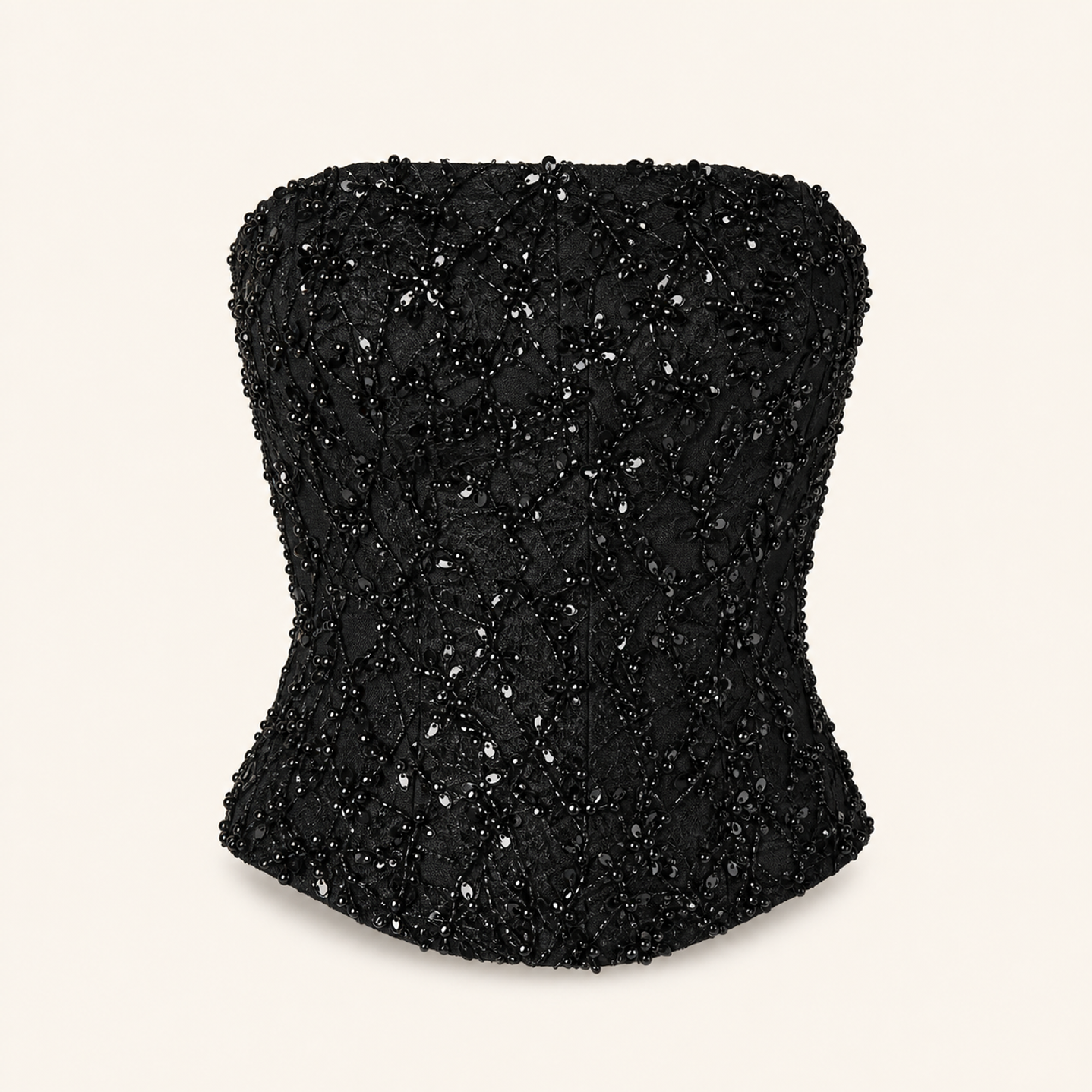 Lord & Taylor Heritage Embellished Bustier Top, Black — product shot