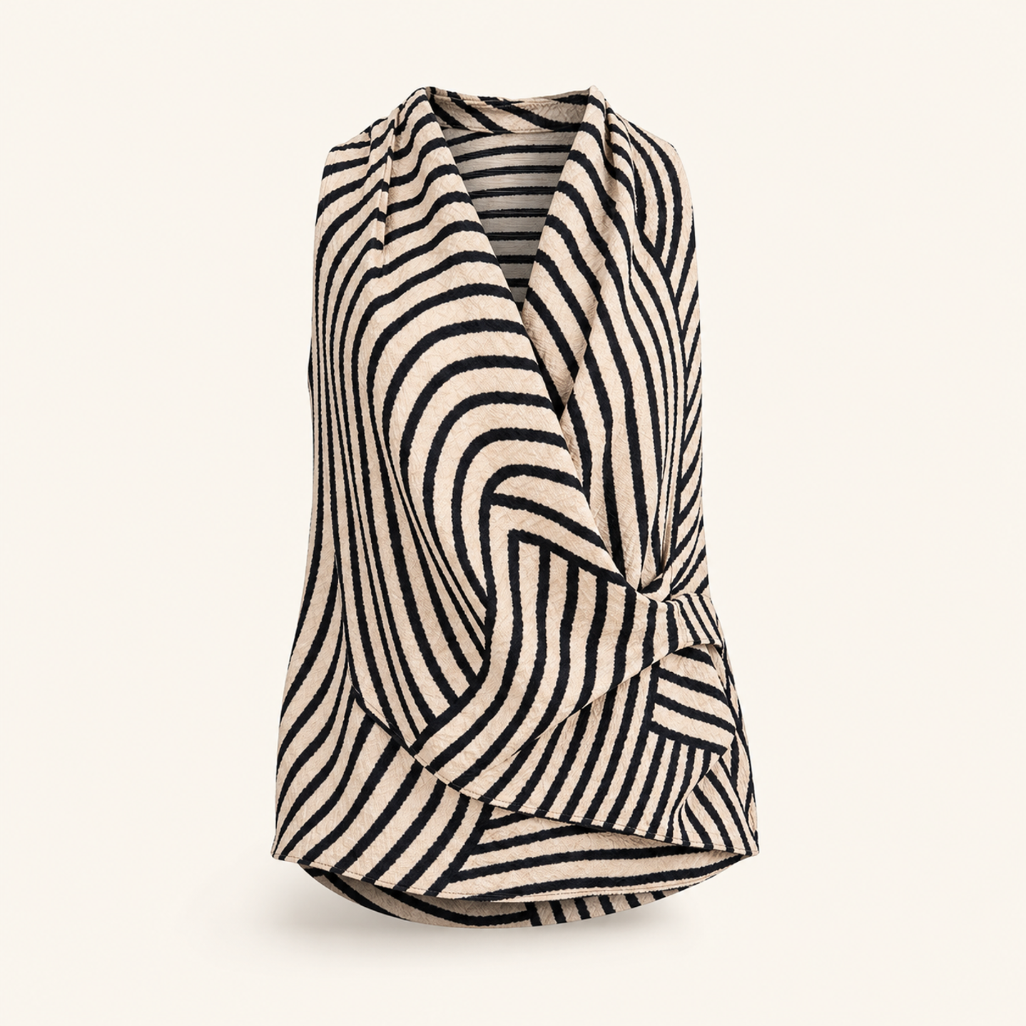 Lord & Taylor Heritage Wrap Top, Black Geometric Stripe — product shot