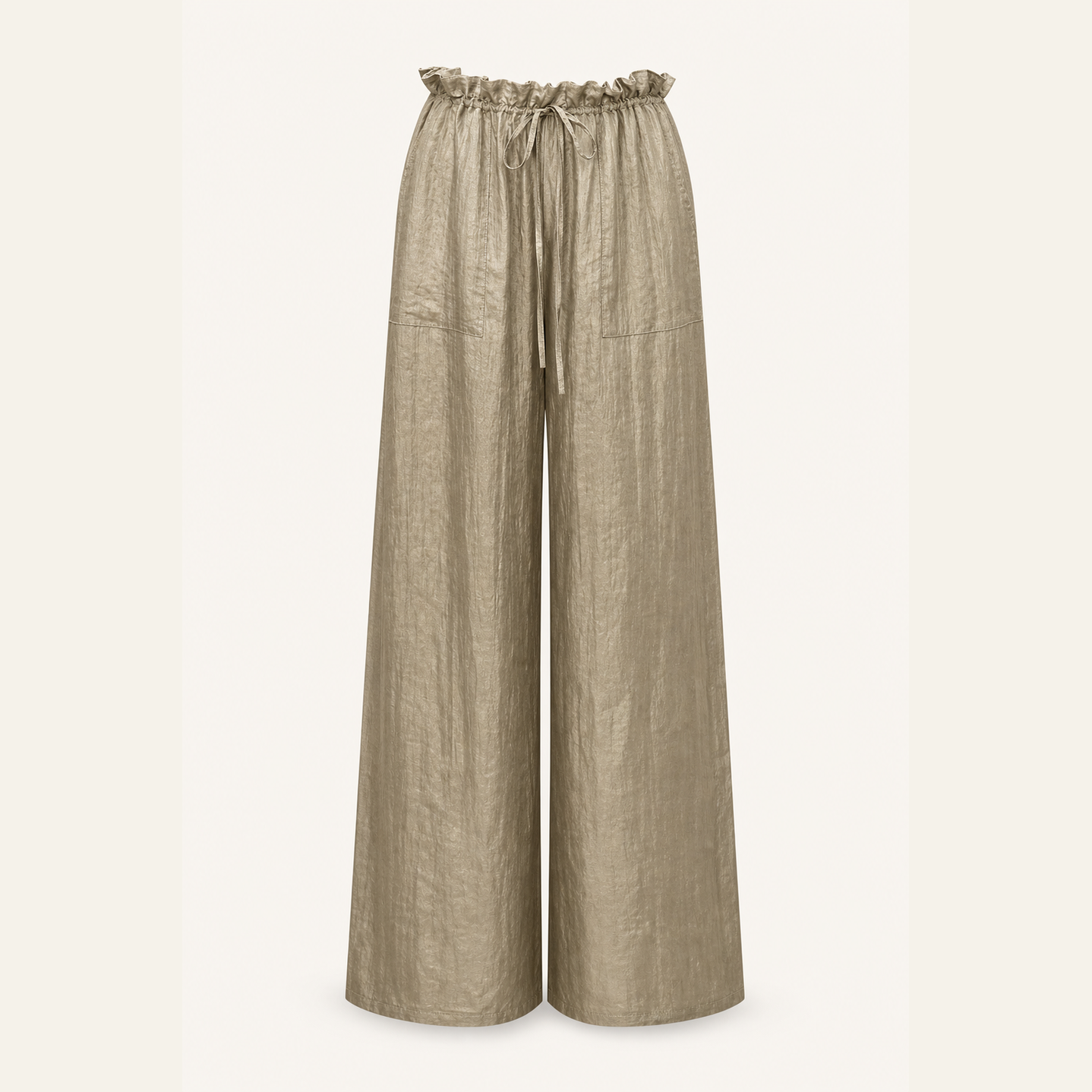 Mink wide-leg trousers with floor-skimming hem by Lord & Taylor Heritage, flat lay