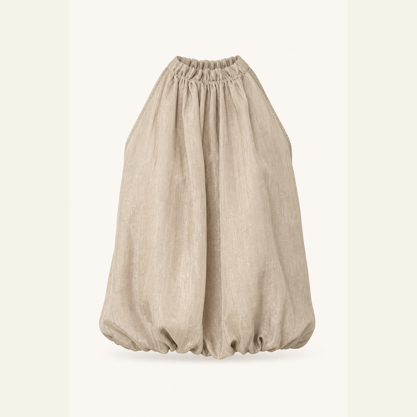 Sleeveless mink shimmer halter blouse by Lord & Taylor Heritage, flat lay
