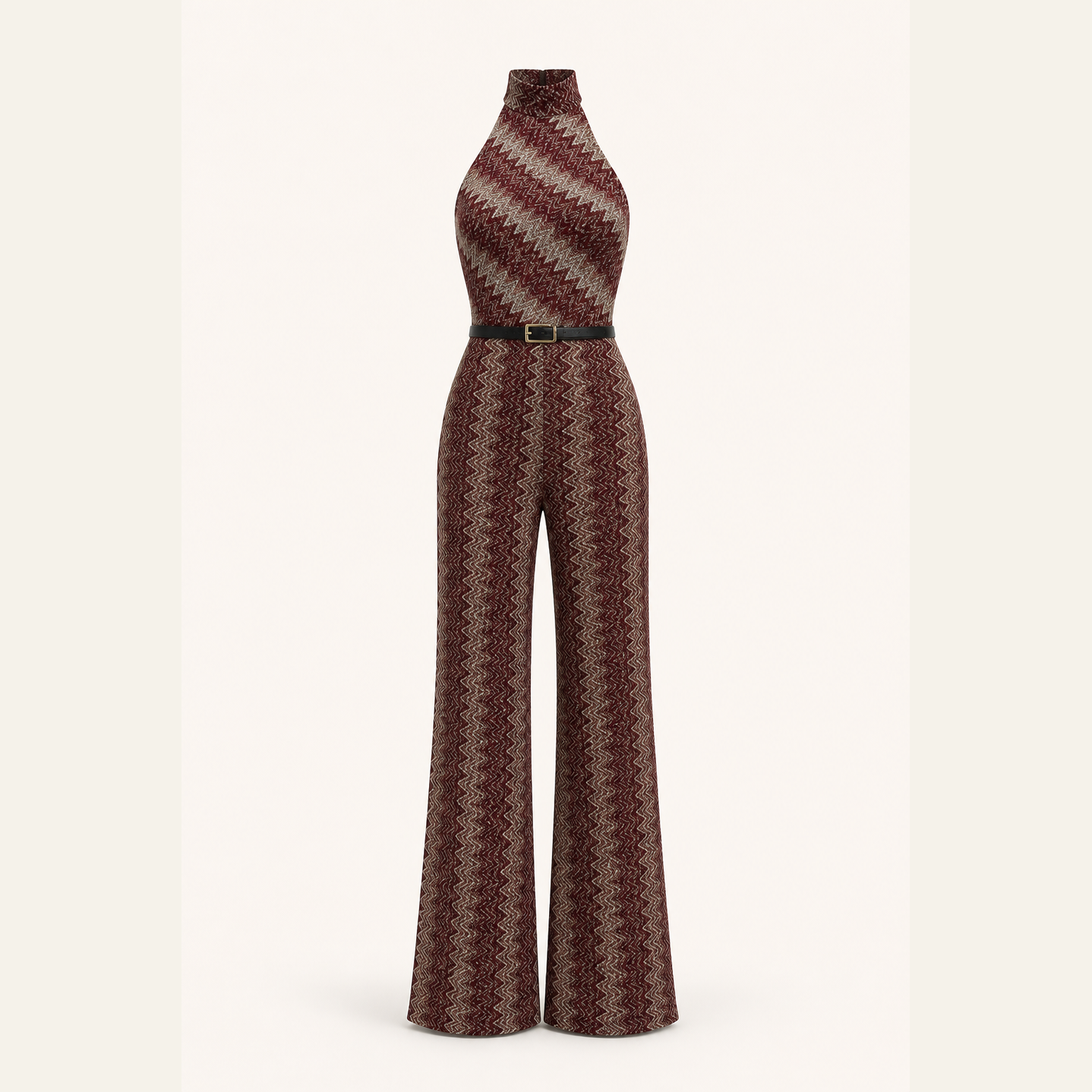 Lord & Taylor Heritage chevron knit jumpsuit, flat lay product shot