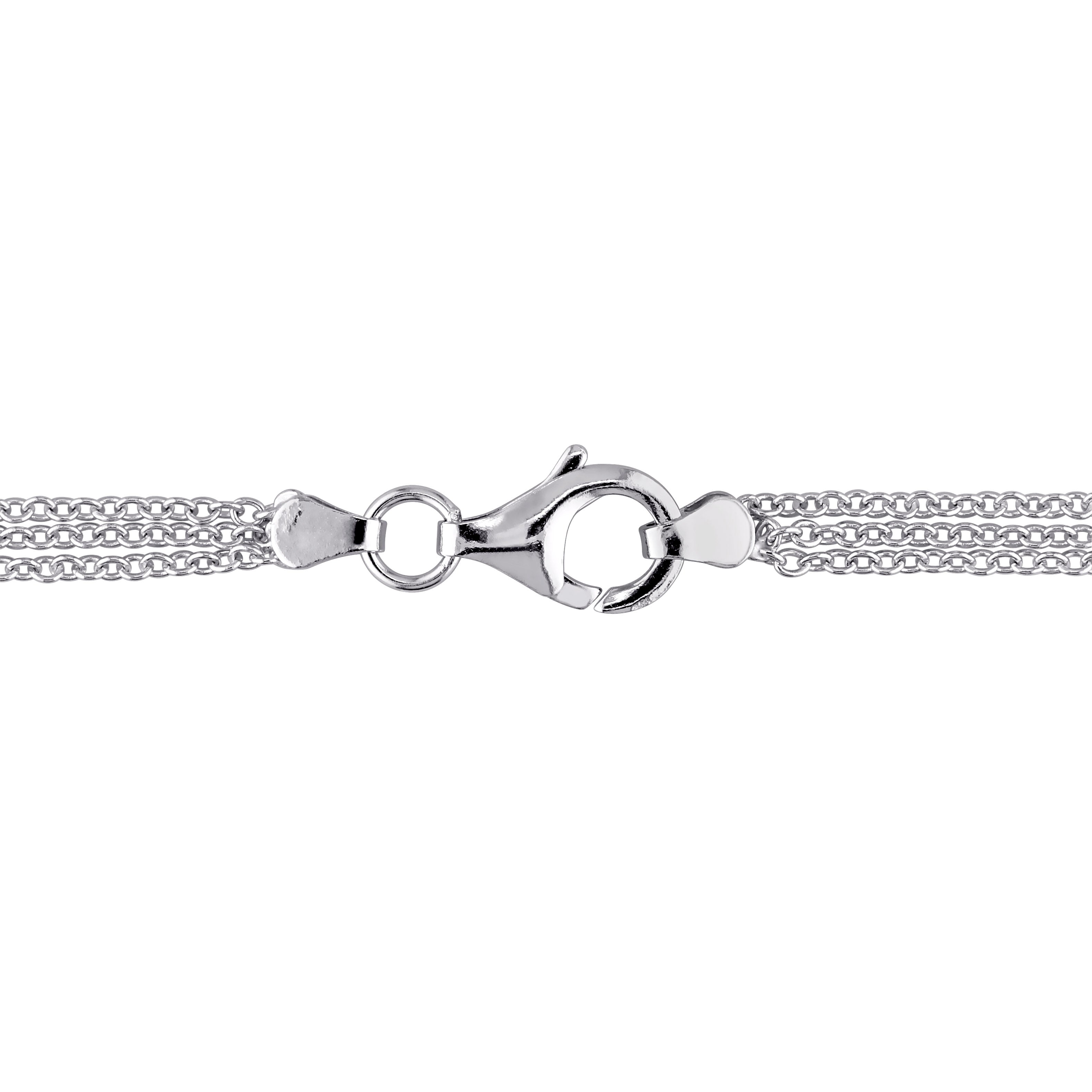Sterling Silver 1 CT TW Diamond Heart Necklace with Triple Chain Jewelry Lord & Taylor