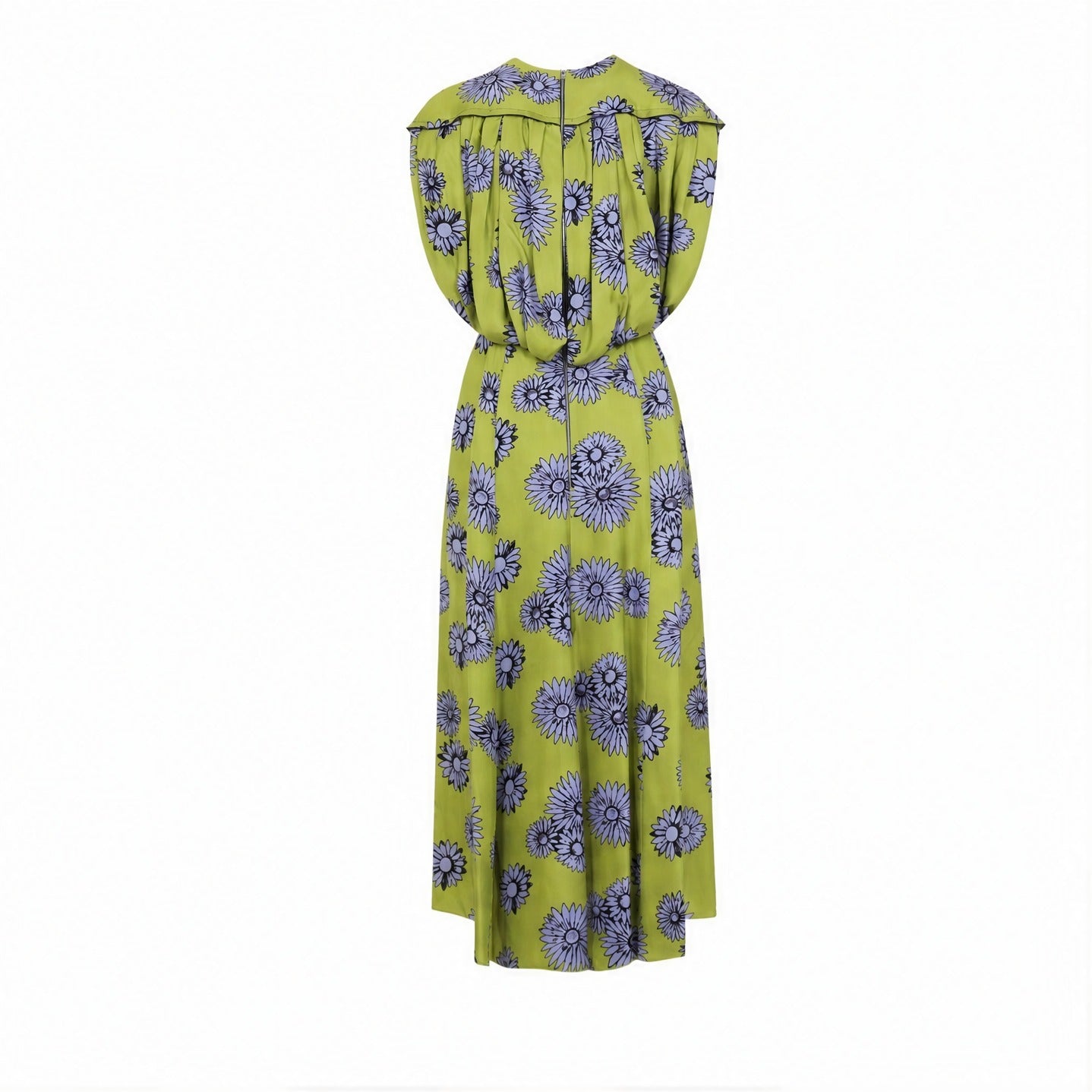 Green floral silk midi dress by Lanvin, front view