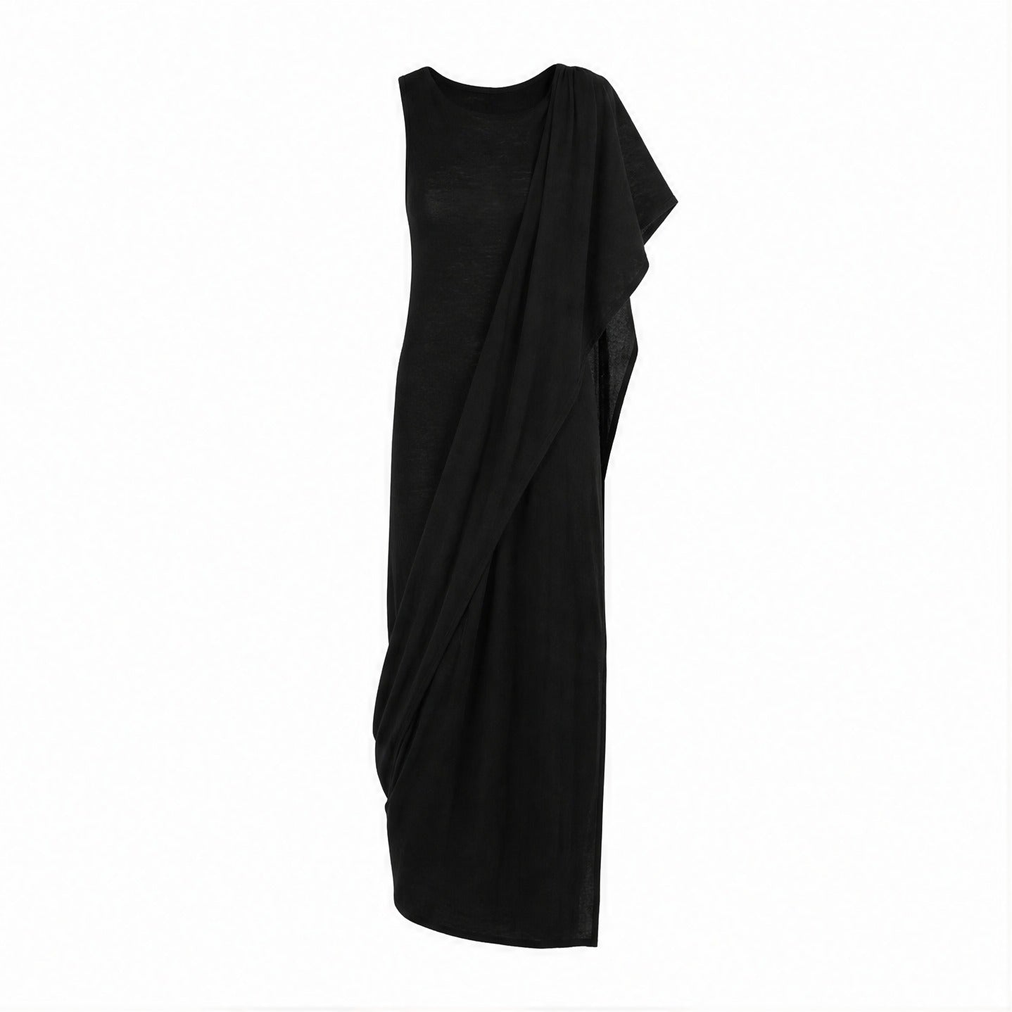 Black merino wool midi dress by PALOMA WOOL, flat lay view