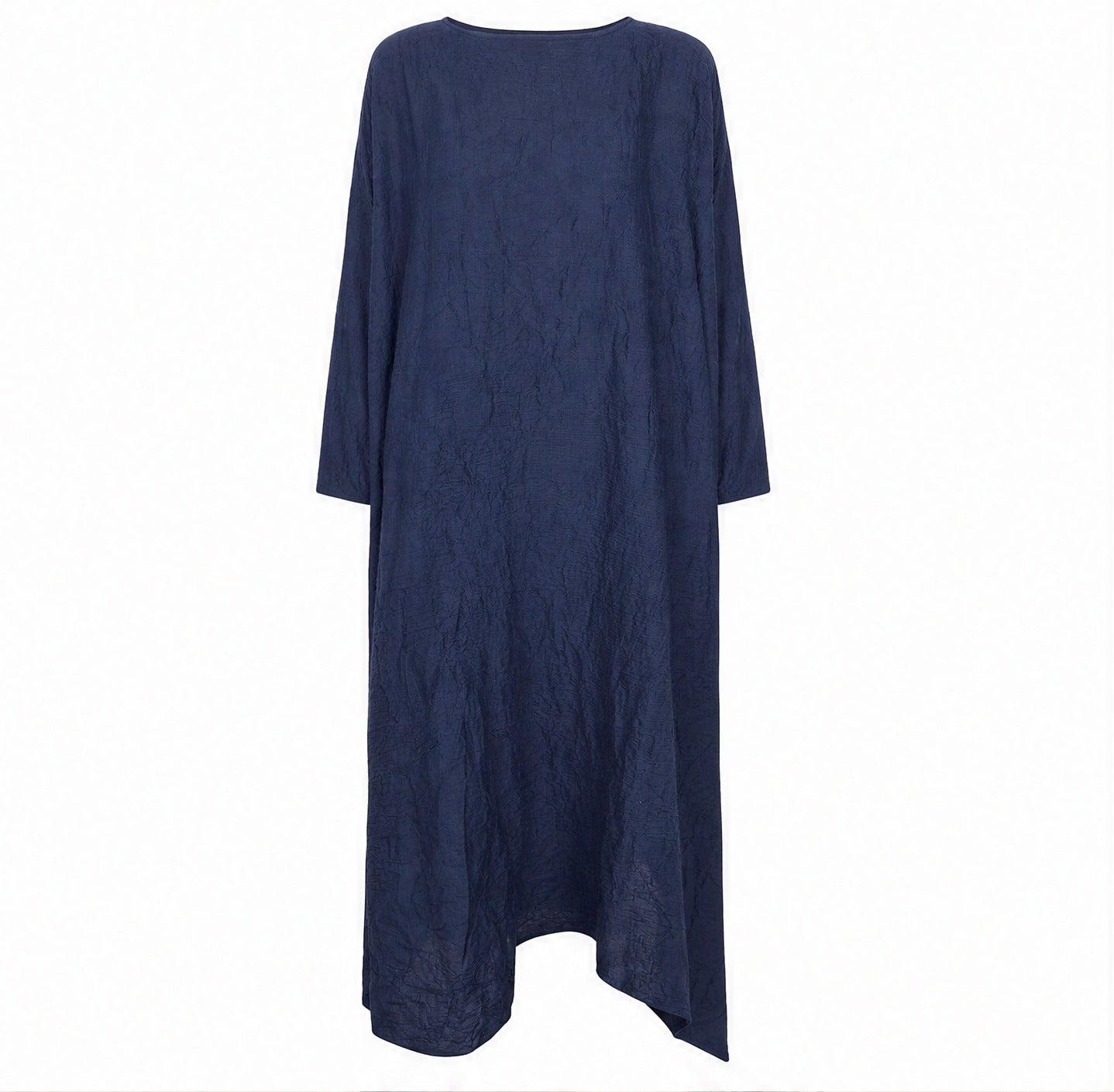Black Spicchi midi dress with crinkled cotton texture by DANIELA GREGIS, flat lay view