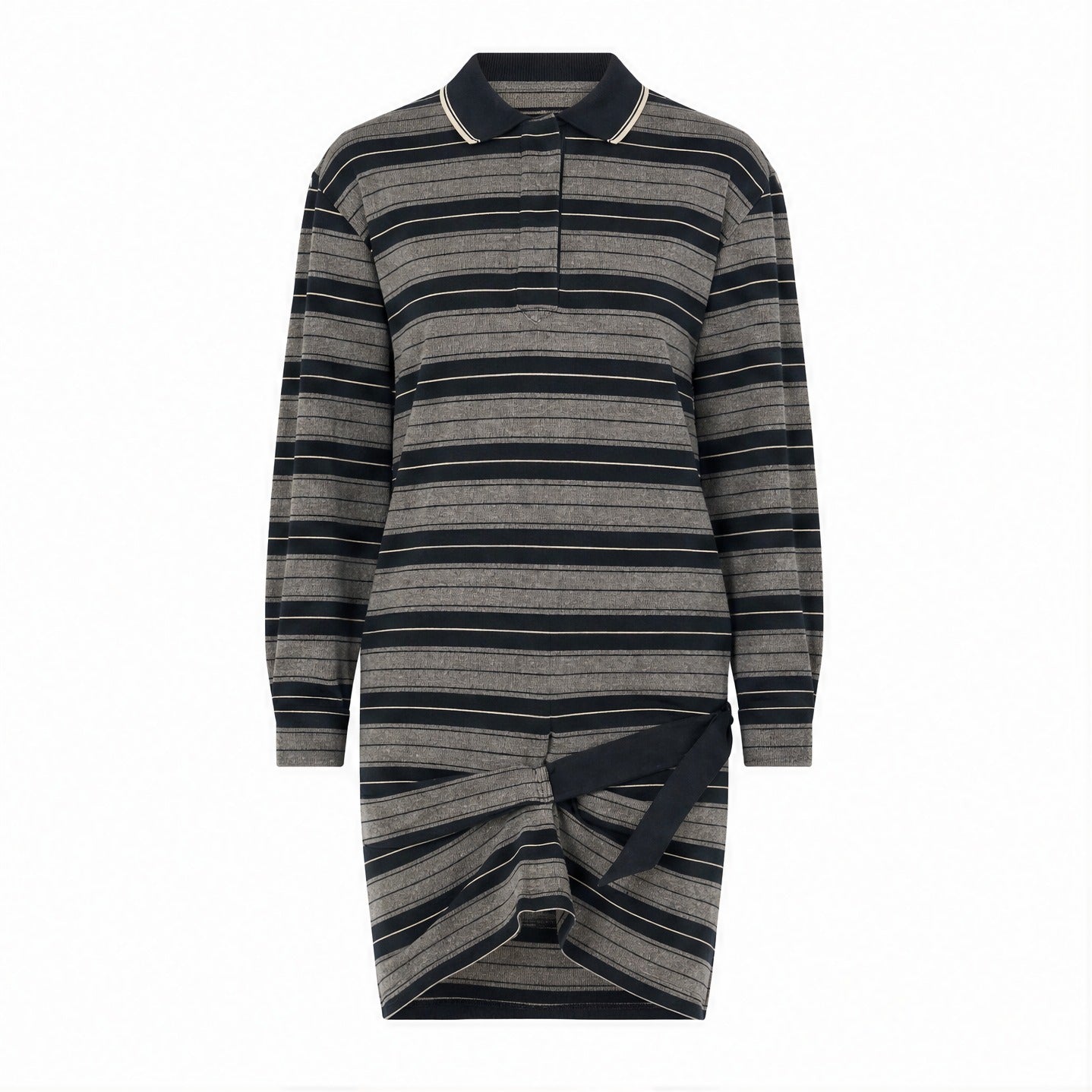Black and ecru striped polo mini dress by Isabel Marant Etoile, flat lay view