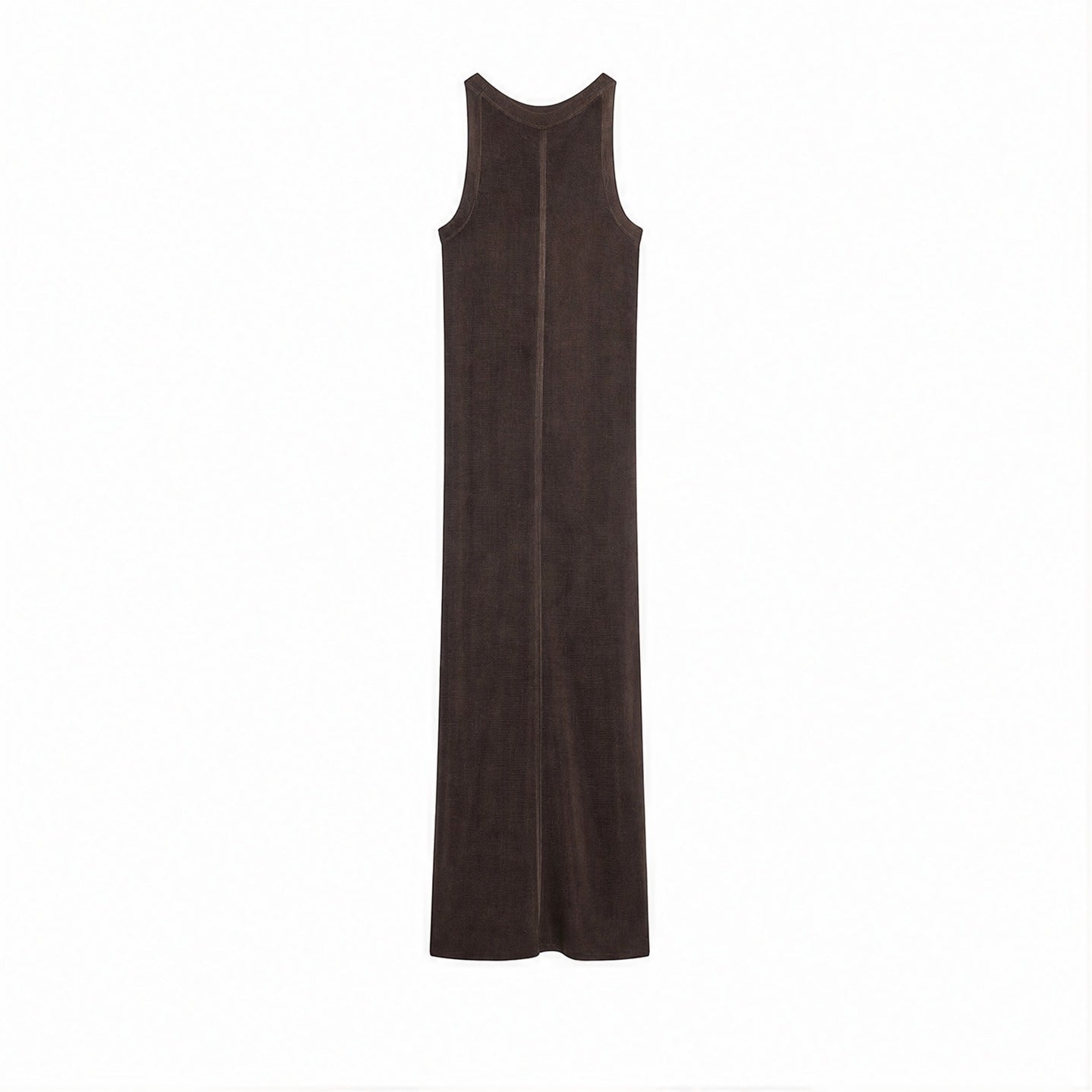 Brown viscose knitted maxi dress flat lay by LOULOU DE SAISON