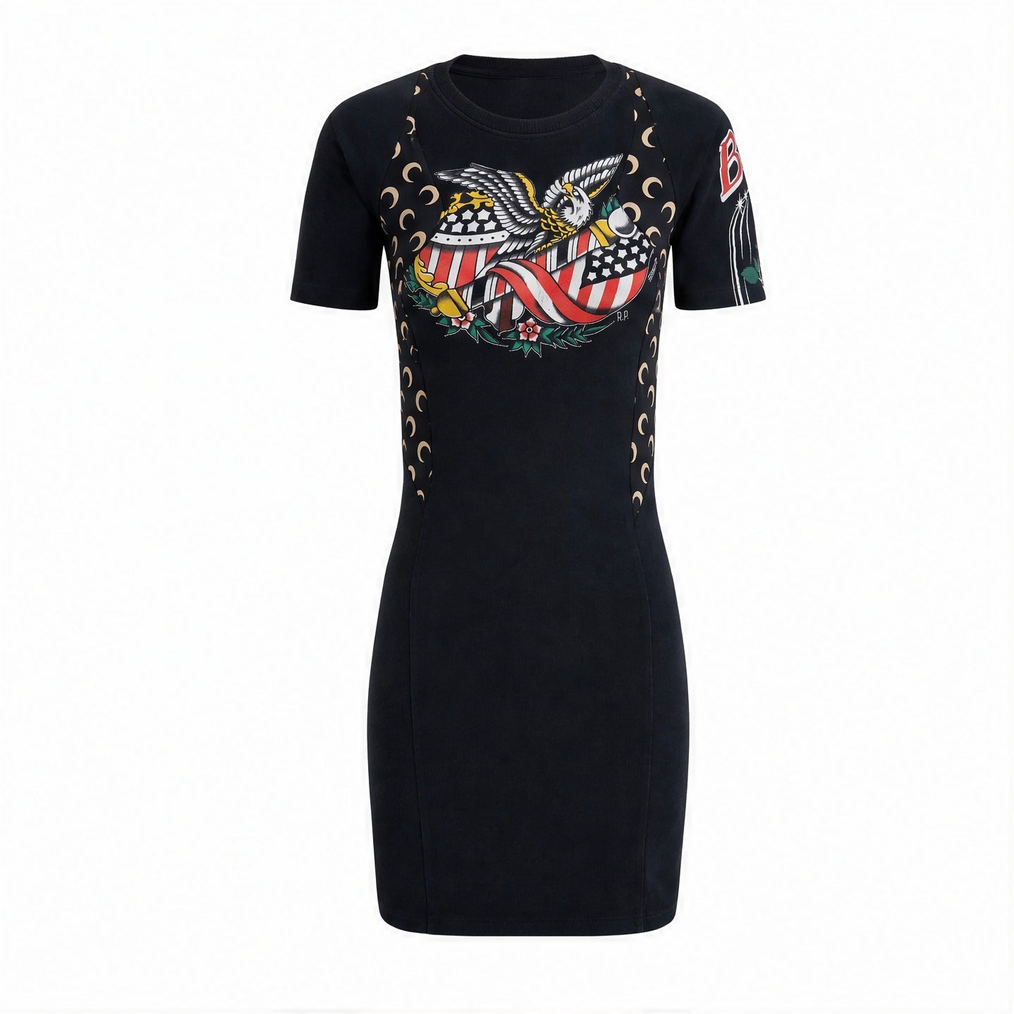 Black Marine Serre recycled jersey dress, flat lay view