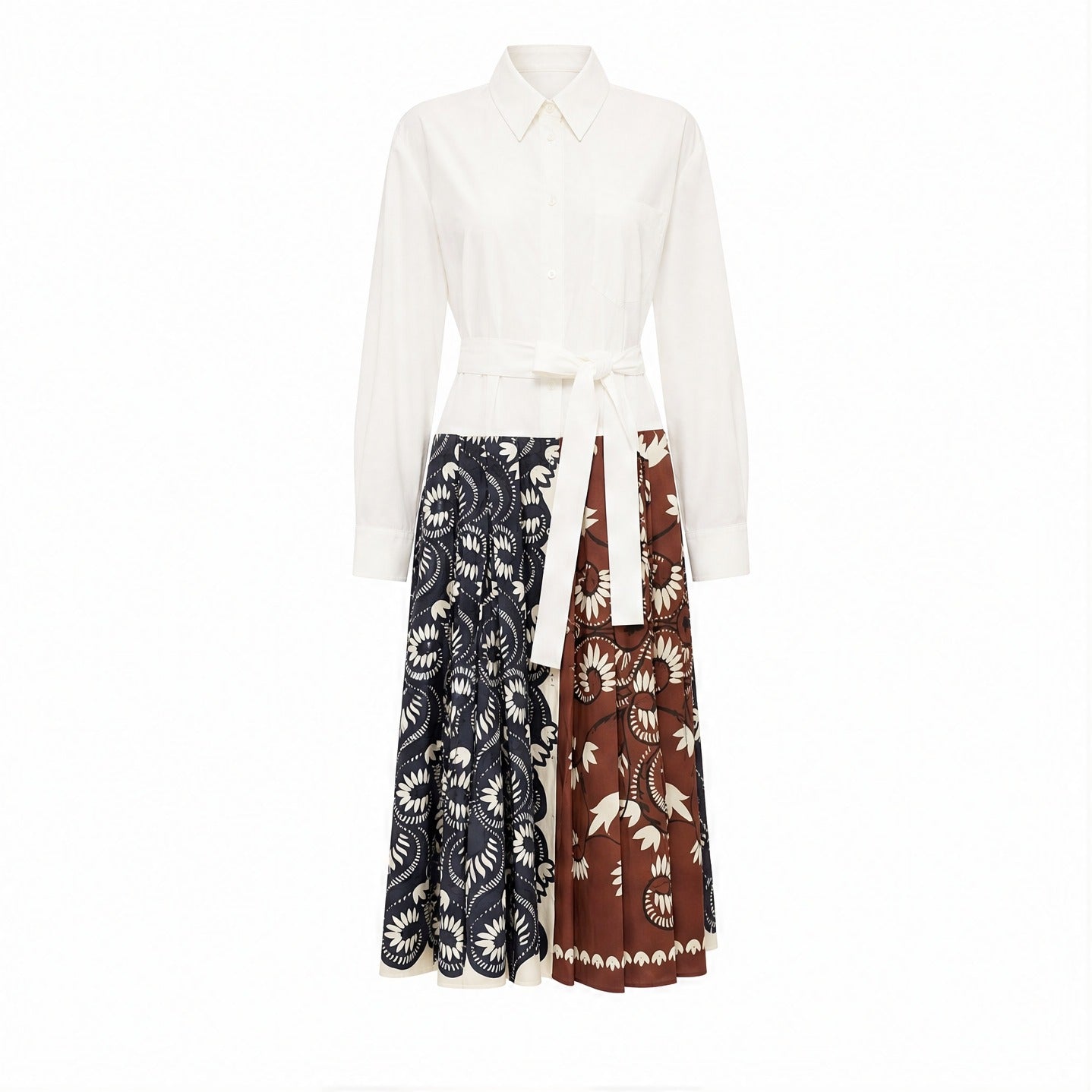 White maxi dress with shirt collar by WEEKEND MAX MARA, flat lay view