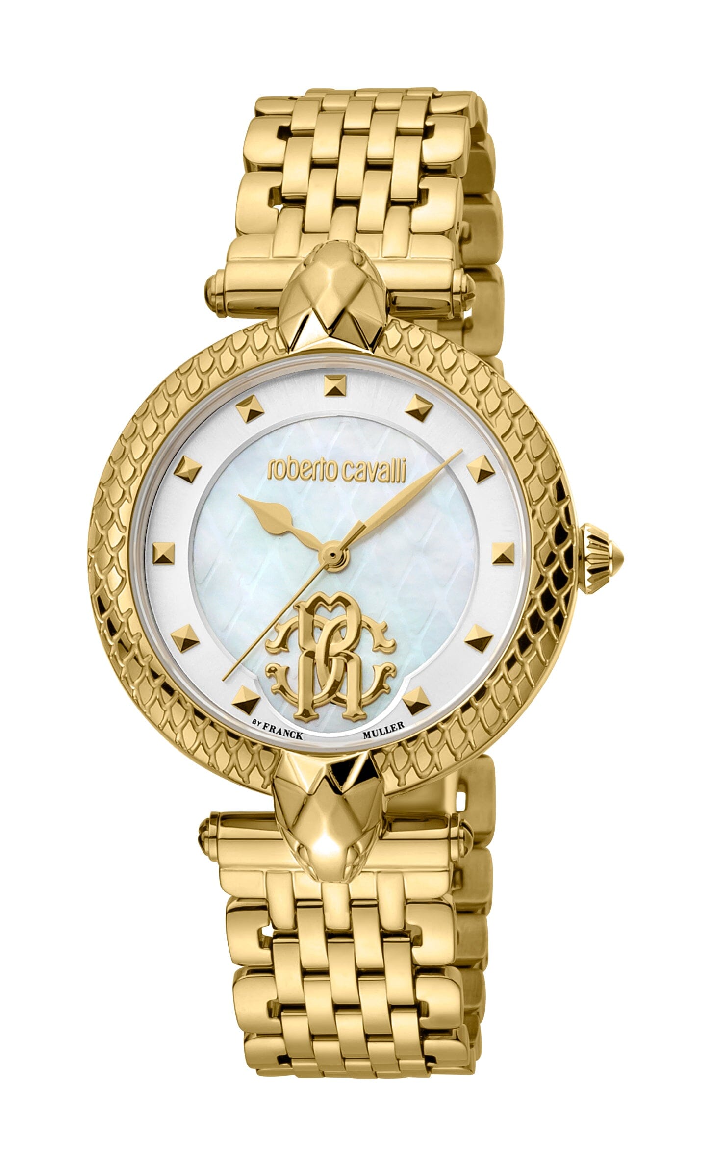 Women's Roberto Cavalli by Franck Muller Gold Quartz White MOP Watch Roberto Cavalli by Franck Muller