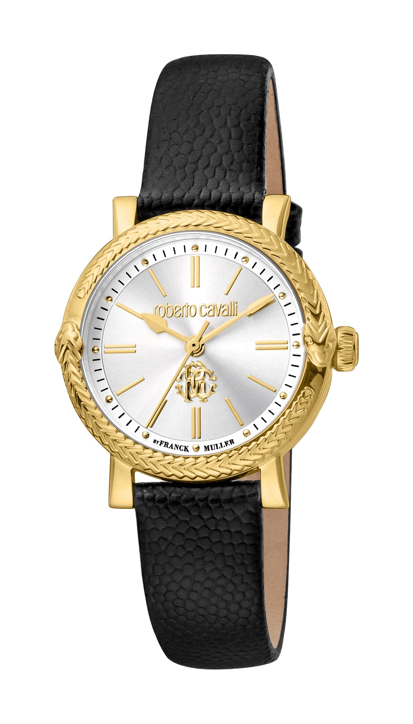 Women's Roberto Cavalli by Franck Muller Gold Quartz Black Watch Roberto Cavalli by Franck Muller