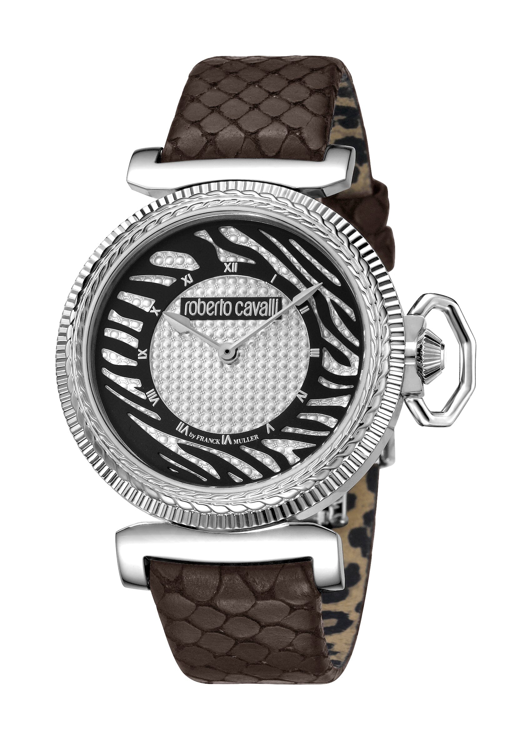 Women's Roberto Cavalli by Franck Muller Silver Quartz Brown Watch Roberto Cavalli by Franck Muller