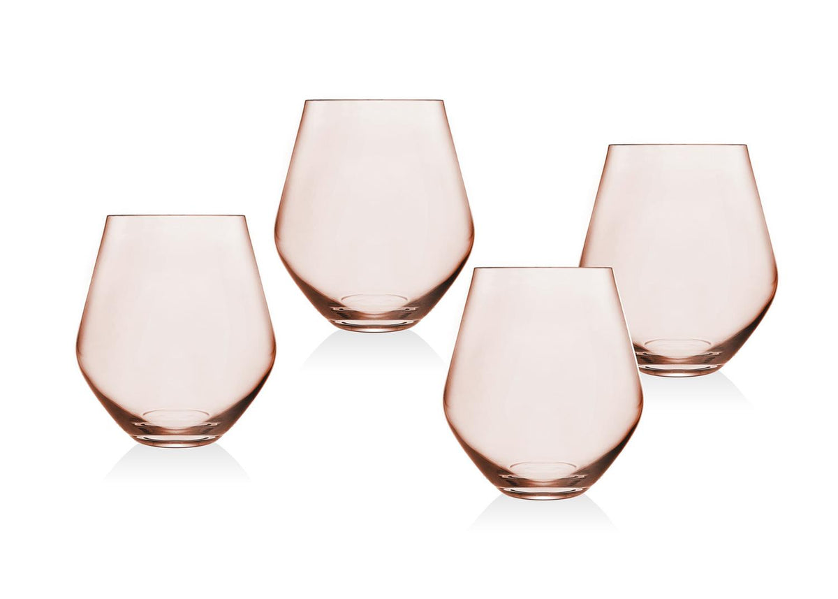 VIETRI Rainbow Assorted Stemless Wine Glasses - Set of 4