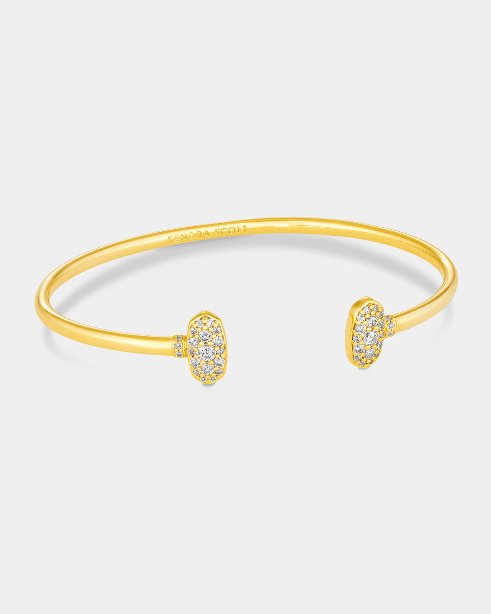 Grayson Gold Cuff Bracelet in White Crystal