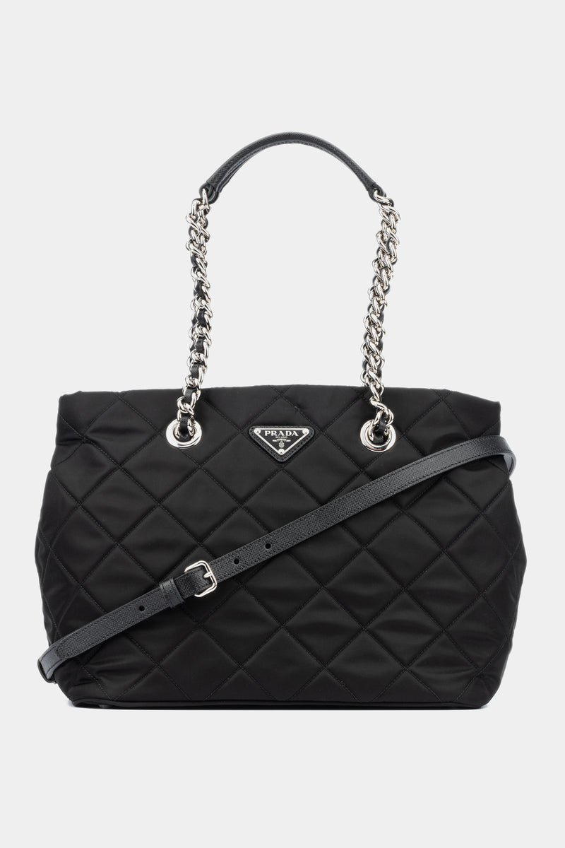 Prada Midnight Black Quilted Tessuto Chain Designer Shoulder Tote Bag for  Women 1BG740 : Clothing, Shoes & Jewelry 