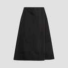 Black Marni polyamide midi skirt with A-line silhouette, front view