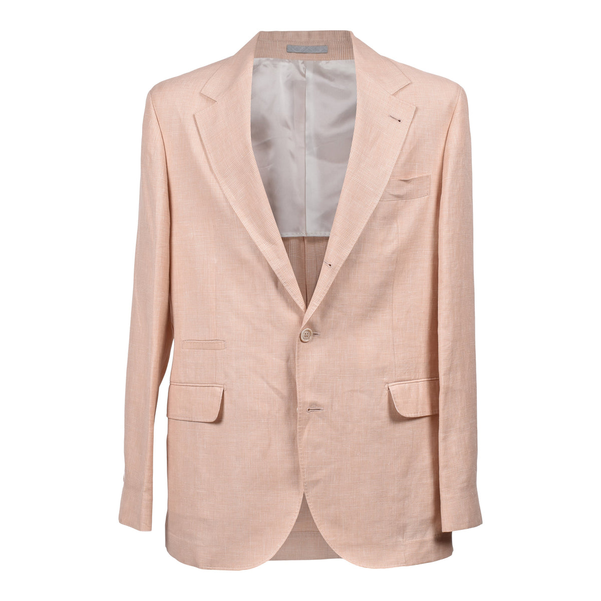 Papaya wool linen suit by Brunello Cucinelli, front view