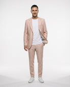 Papaya wool linen suit by Brunello Cucinelli, back view