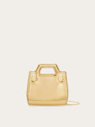 Metallic gold Salvatore Ferragamo Wanda micro shoulder bag, front view