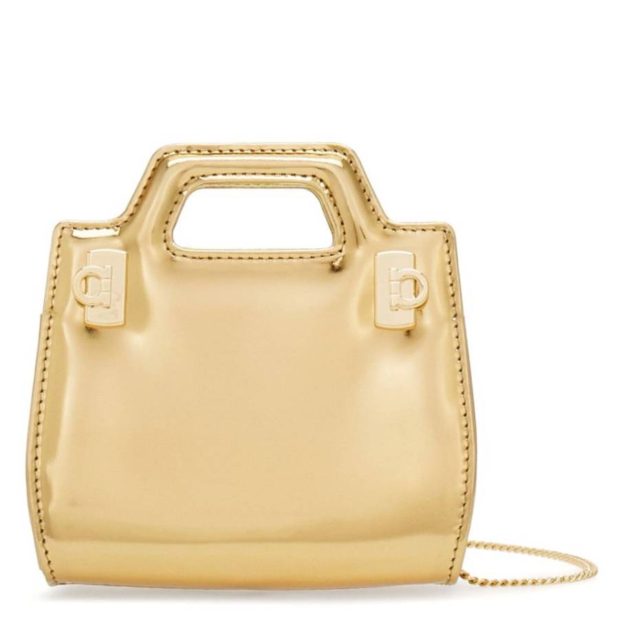 Salvatore Ferragamo Wanda bag interior and magnetic fastening detail