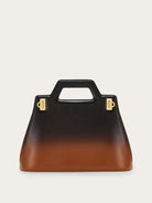 Black-to-brown ombré Salvatore Ferragamo top handle bag, front view