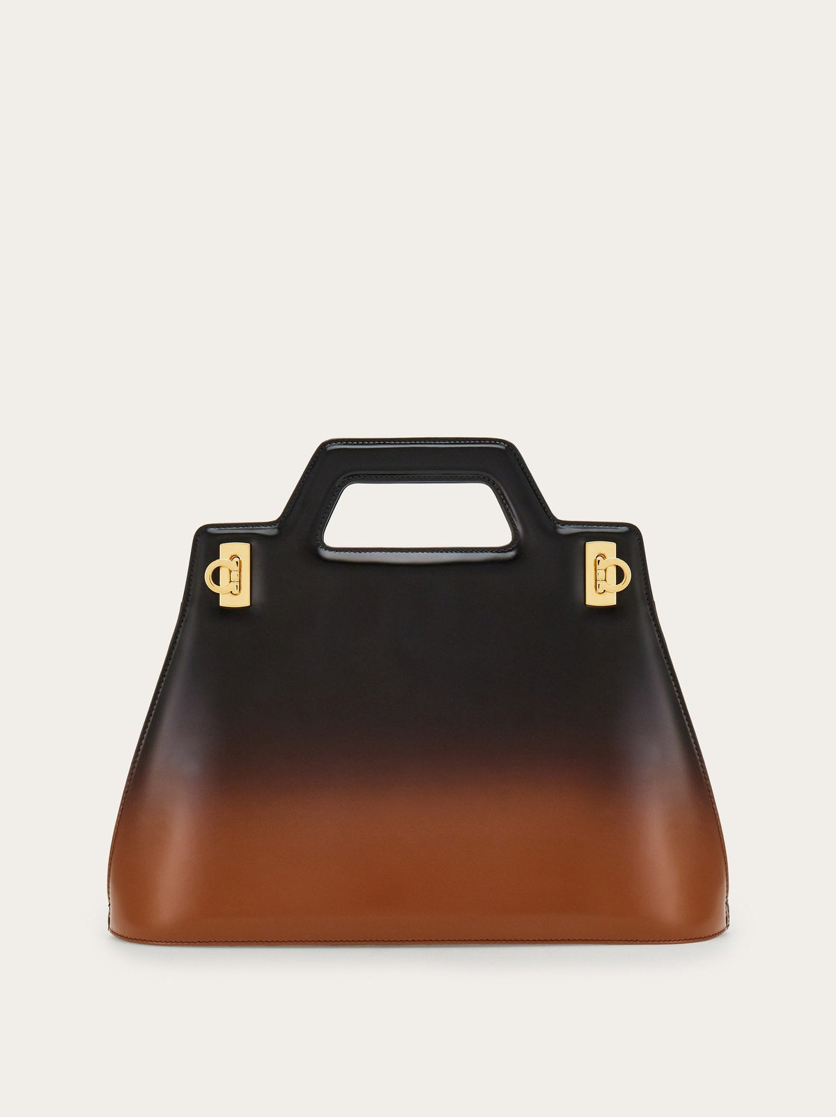 Black-to-brown ombré Salvatore Ferragamo top handle bag, front view