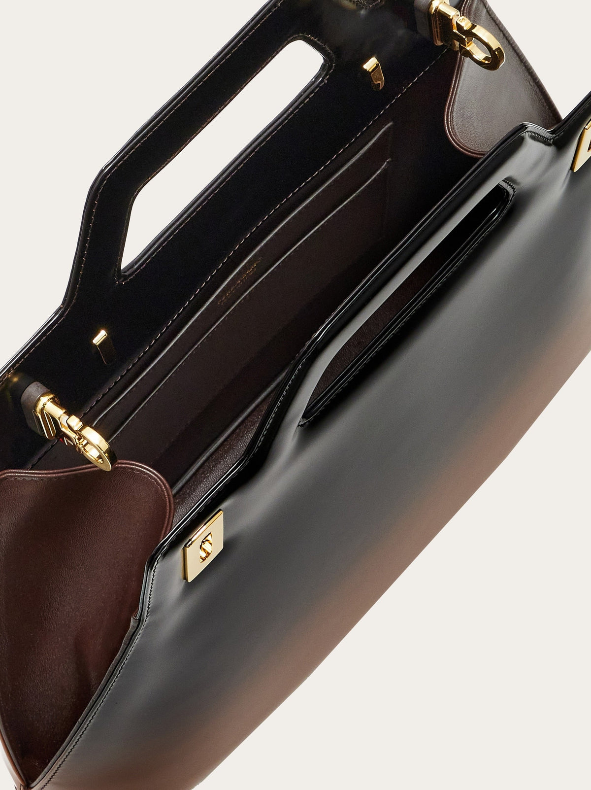 Salvatore Ferragamo structured handbag with ombré finish, three-quarter view