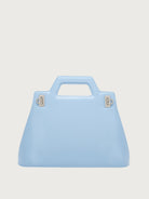 Light blue Salvatore Ferragamo leather top handle bag, front view