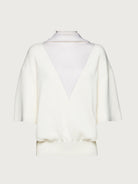 White Salvatore Ferragamo dropped-shoulder knit top, front view