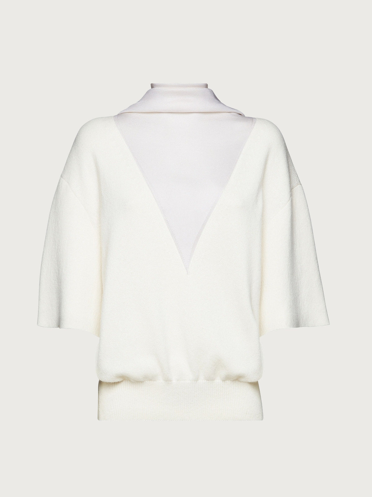 White Salvatore Ferragamo dropped-shoulder knit top, front view